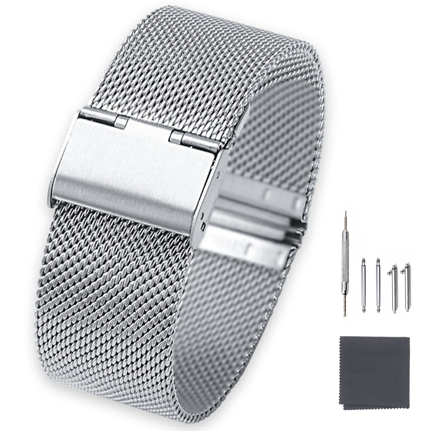 Stainless Steel Mesh Watch Straps for Men Women with Install Tool