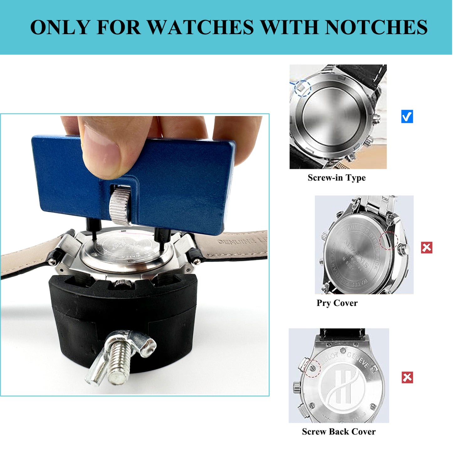 TICFROG Watch Battery Replacement Tool Kit, Watch Wrench Back Remover Tool, Watch Case Opener Set with Watch Back Removal Holder and Antistatic Tweezer, Only for Grooved Watches