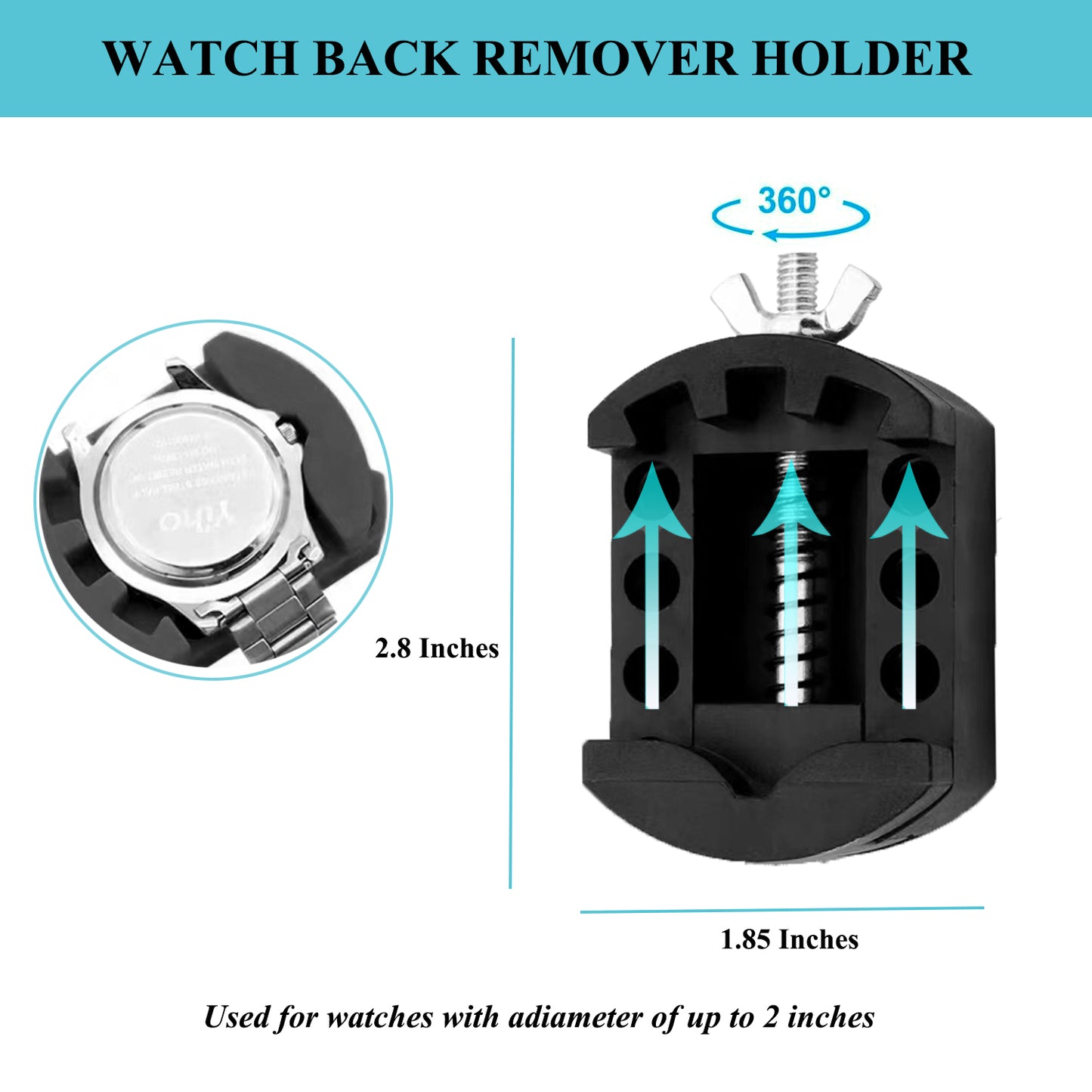 TICFROG Watch Battery Replacement Tool Kit, Watch Wrench Back Remover Tool, Watch Case Opener Set with Watch Back Removal Holder and Antistatic Tweezer, Only for Grooved Watches
