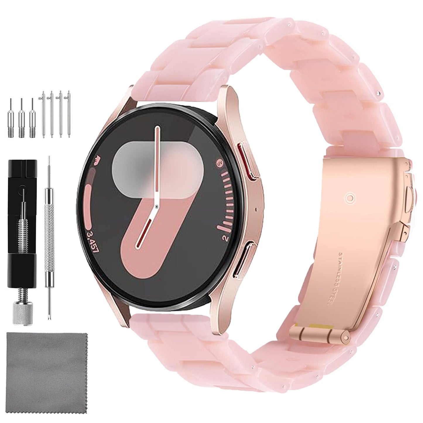 Quick Release Resin Watch Bands With Stainless Steel Buckle and Adjustment Tools for Women Men