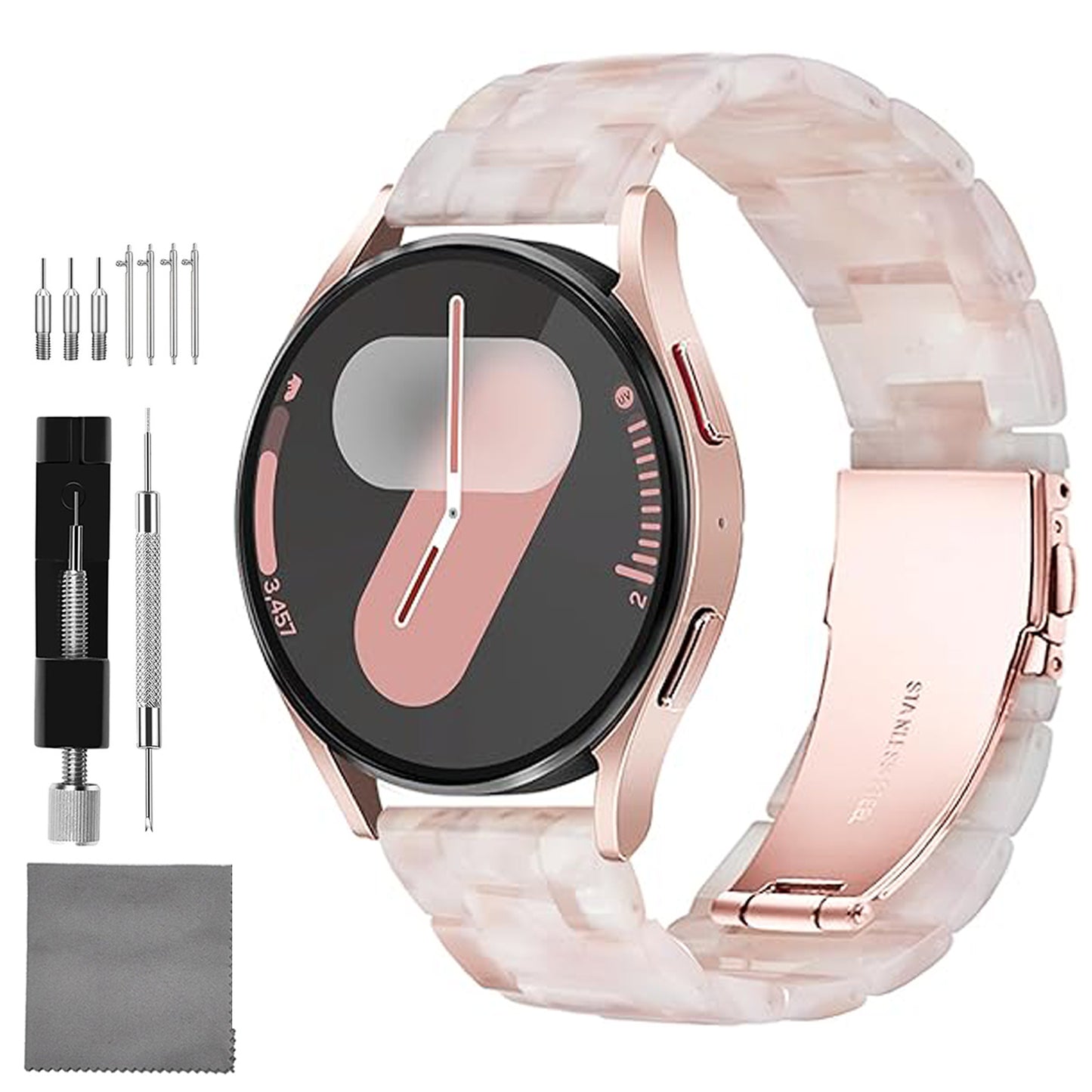 Quick Release Resin Watch Bands With Stainless Steel Buckle and Adjustment Tools for Women Men