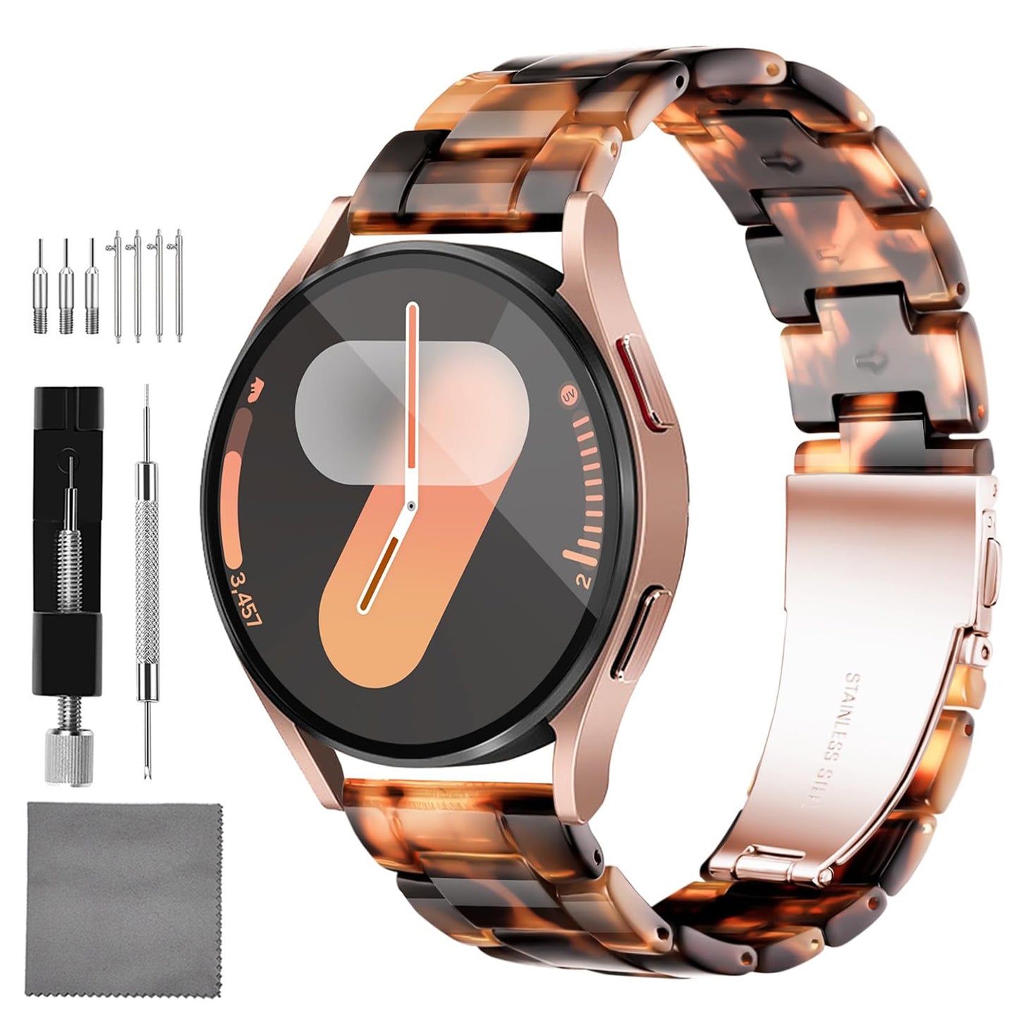 Quick Release Resin Watch Bands With Stainless Steel Buckle and Adjustment Tools for Women Men