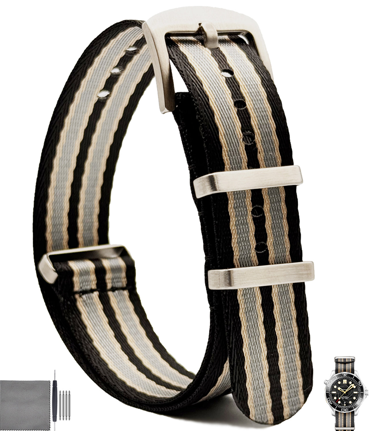 Military Ballistic Nylon Nato Watch Straps Bands with Heavy Buckle for Men Women