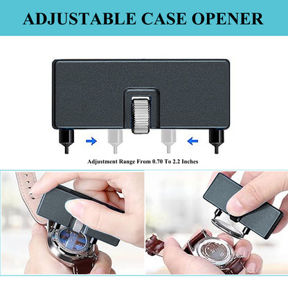 TICFROG Watch Battery Replacement Tool Kit, Watch Wrench Back Remover Tool, Watch Case Opener Set with Watch Back Removal Holder and Antistatic Tweezer, Only for Grooved Watches