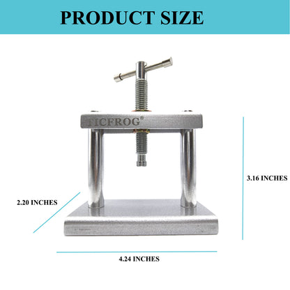 Watch Press Tool, Watch Crystal Press, Set Back Case Closer, Metal Watch Back Case Press, Watch Battery Replacement Tool with Watch Cleaning Cloth and 12 Dies for Round&Square Watch Dials