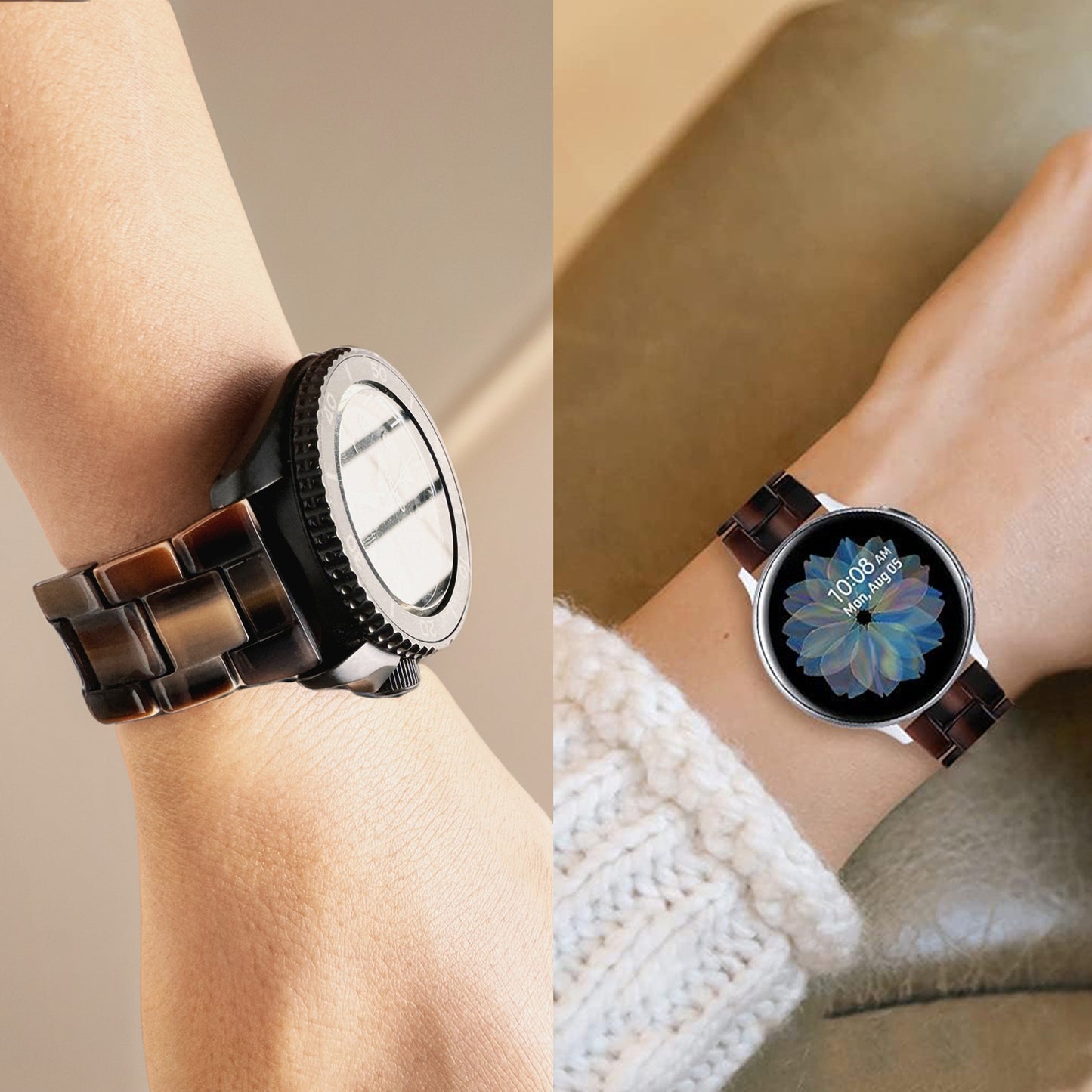 Quick Release Resin Watch Bands With Stainless Steel Buckle and Adjustment Tools for Women Men