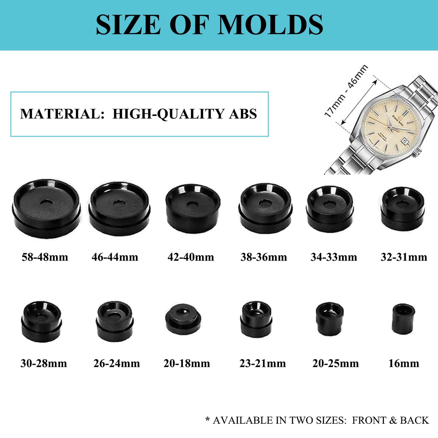 Watch Case Press Tool Kit with 12 Dies for Round Watch Dials