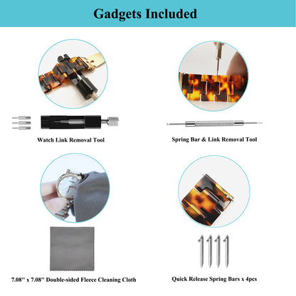 Quick Release Resin Watch Bands With Stainless Steel Buckle and Adjustment Tools for Women Men