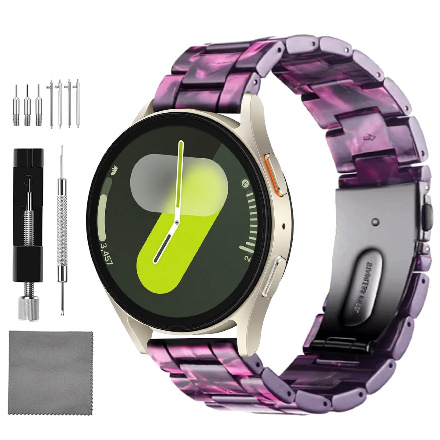Quick Release Resin Watch Bands With Stainless Steel Buckle and Adjustment Tools for Women Men