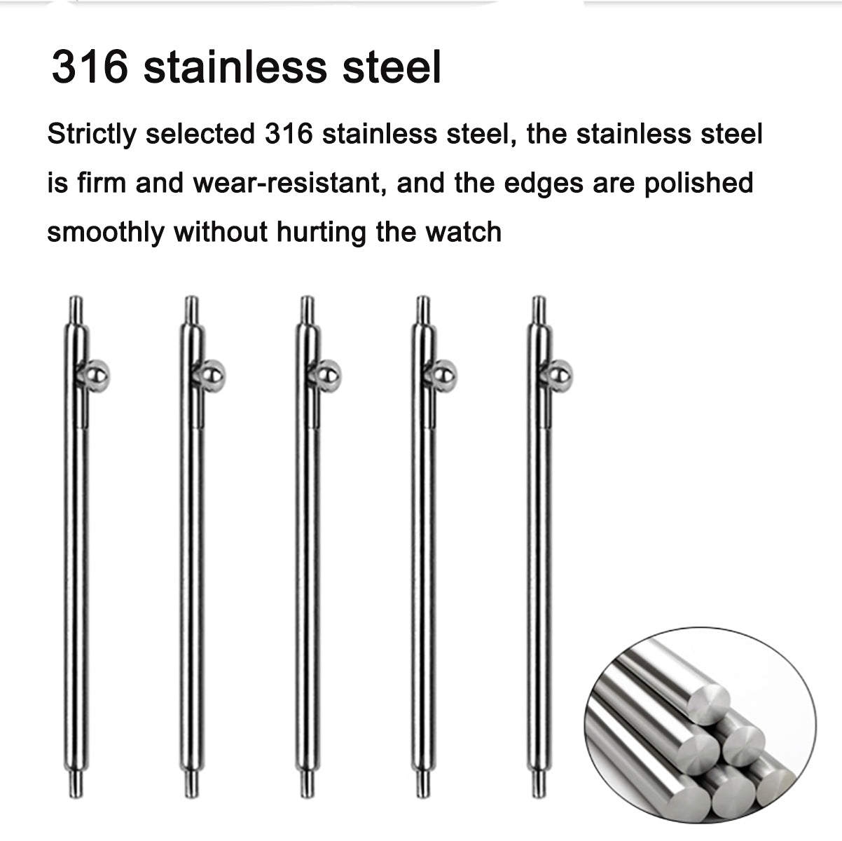 [TICFROG] 5 piece 1.5mm watch band spring bar watch belt spring bar processing Easy to install with one touch Quick release spring bar (watch pin)-Selection of width 18mm, 20mm, 22mm or 24mm (diameter 1.5mm)