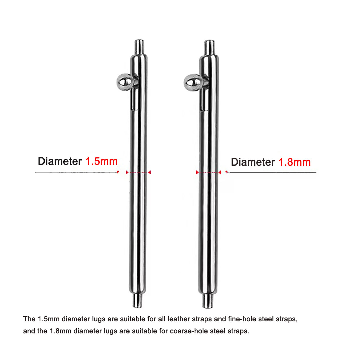 [TICFROG] 5 piece 1.8mm watch band spring bar watch belt spring bar processing Easy to install with one touch Quick release spring bar (watch pin)-Selection of width 18mm, 20mm, 22mm or 24mm (diameter 1.8mm)